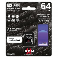 Memory Card IRDM by GOODRAM 64GB microSD UHS I U3 V30 A2 170/120MB/s with adapter